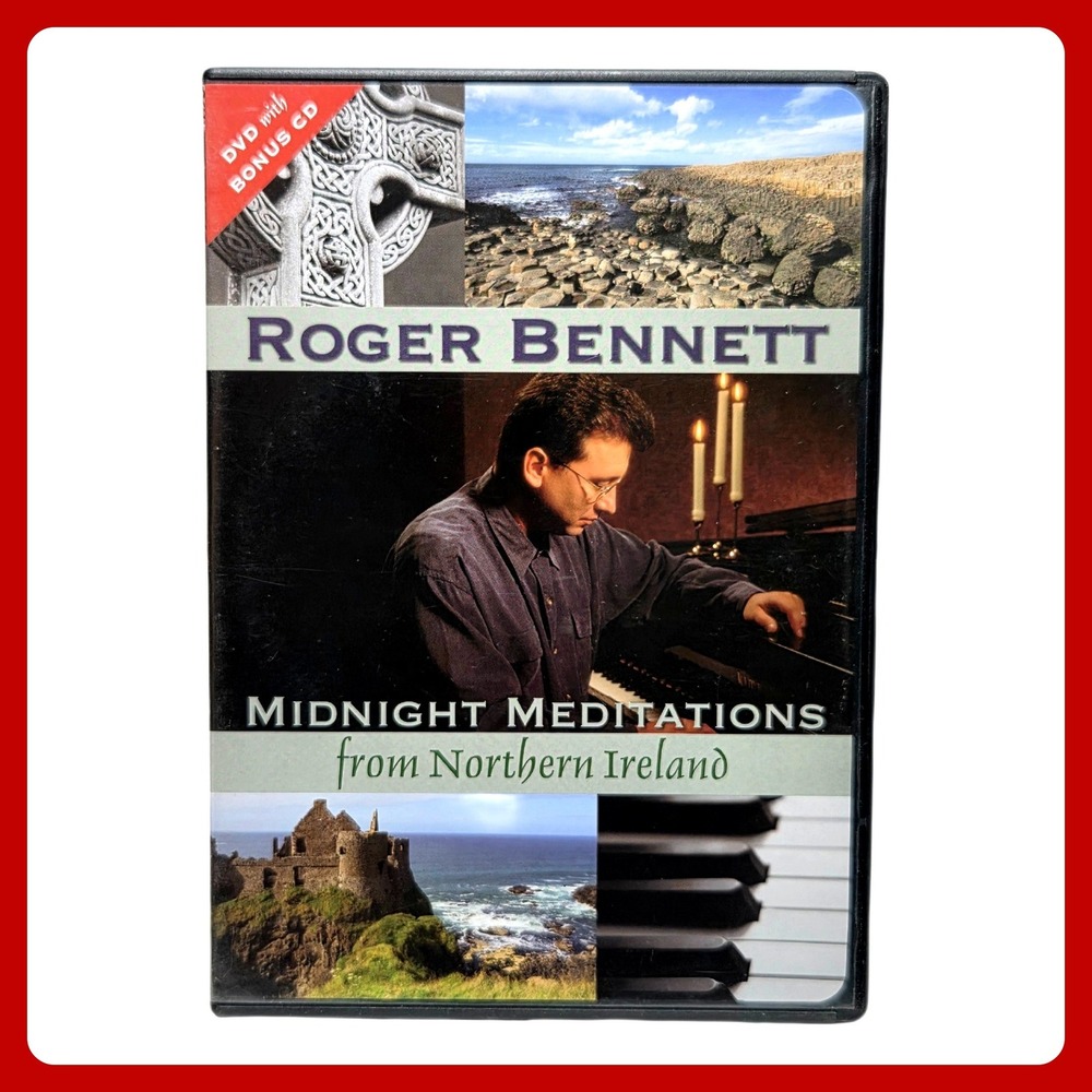 Roger Bennett Midnight Meditations Piano Hymns DVD CD Christian Irish EUC Vtg